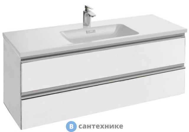 Тумба под раковину Jacob Delafon VOX EB2021-RA-G1C с 2 выдв. ящ., белый блестящий лак (120x46x45)