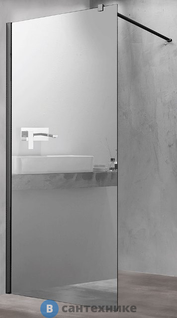 Душевая перегородка Vincea Walk-In VSW-1H900MRB, 900*2000, чёрный матовый, стекло зеркальное