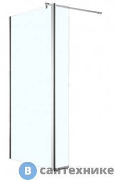 картинка Душевая перегородка AZARIO CHICAGO AZ-NAR6321 Walk-in 1400*1950 прозрачное стекло 8 мм, подвижная доп. перегородка 50см профиль серебро (AZ-NAR6321 1400)