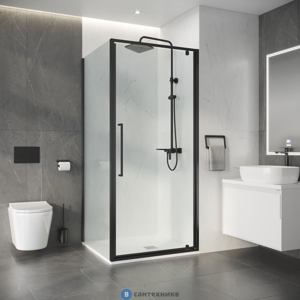 Душевое ограждение Niagara Nova NG-35-8AGR-A80GR-34 (80х80х195) квадрат, распашная, графит, стекло прозрачное