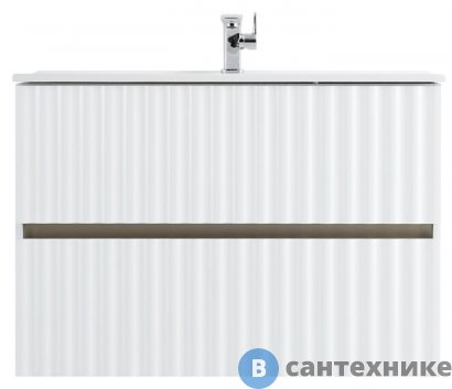 картинка Тумба под раковину Art & MAX ELEGANT AM-ELEGANT-600-2C-SO-BM-LED подвесная с двумя выкатными ящиками, с LED подсветкой ручек, белый матовый, 570x469x550
