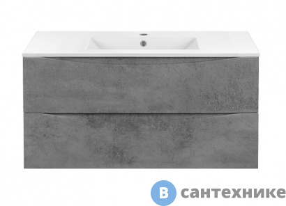 картинка Тумба под раковину Vincea Mia 1000 подвесная, 2 выкатных ящика soft close, Beton (VMC-2MC100BT)