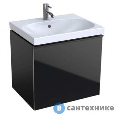картинка Тумба под раковину Geberit 500.609.16.1 ACANTO /59,5x53,5x47,6/ (черное стекло/черный матовый-лак)