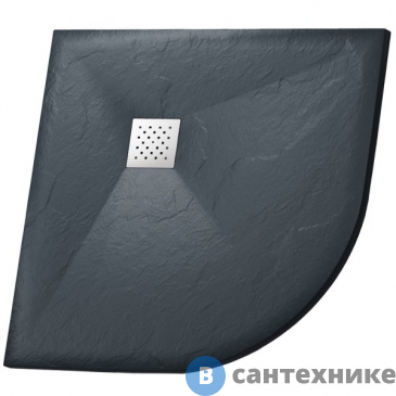 картинка Душевой поддон Grossman GR-S2100100 (100*100*2,5) Strong из искусственного камня полукруг графит, без сифона