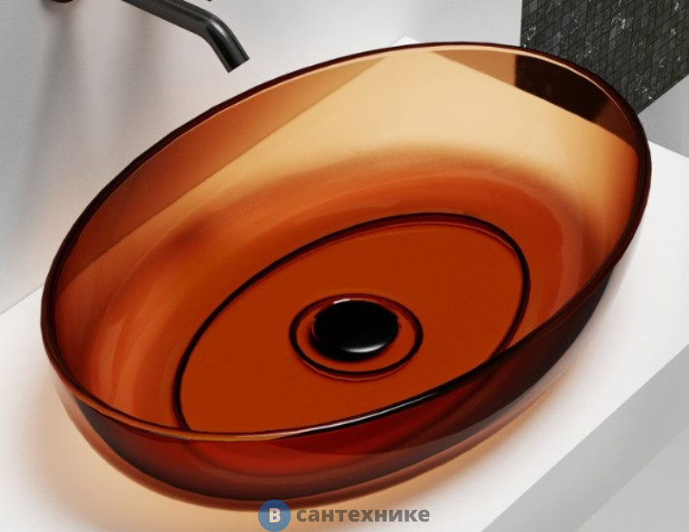 Раковина ABBER Kristall AT2801Opal, накладная прозрачная, коричневый