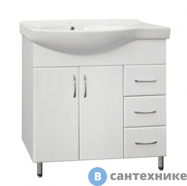картинка Тумба под раковину Style line Стандарт № 25 - 82 (3 ящика) правая (4650134471953)