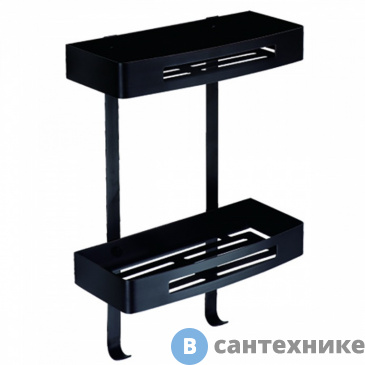 картинка Полка AZARIO AZ-170-2B прямоугольная двухэтажная, чёрный матовый