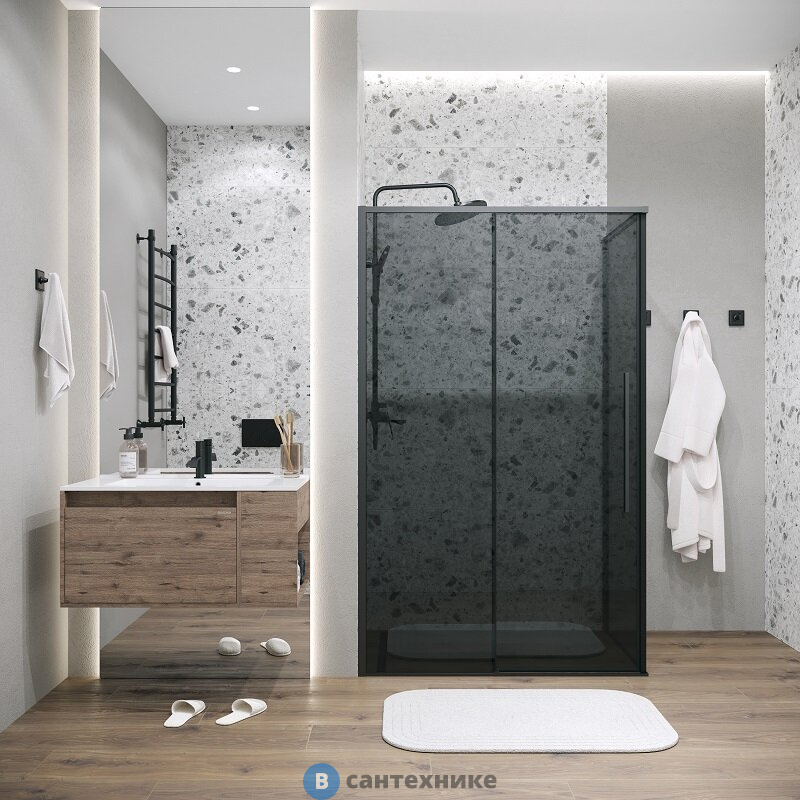 Душевое ограждение Grossman Galaxy (110х100х195) раздвижная, черный матовый, стекло тонированное (120.K33.01.1110.21.10)