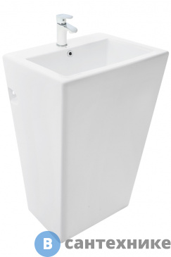 картинка Раковина WELTWASSER LEERBACH 4438 GL-WT (GELBACH 007S GL-WT) напольная белый глянец 460х340х850