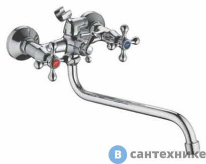 картинка Смеситель Potato Р2365 для ванны с круглым длинным изливом с поворотным переключателем душа