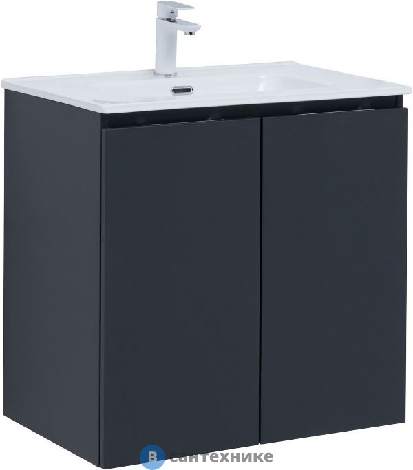 Тумба под раковину Aquanet Алвита new 70 подвесная 2 дв. антрацит (303904)