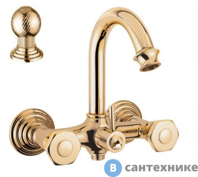 картинка Смеситель Cezares APHRODITE-V-03/24-M для ванны и душа, золото, ручки Шар