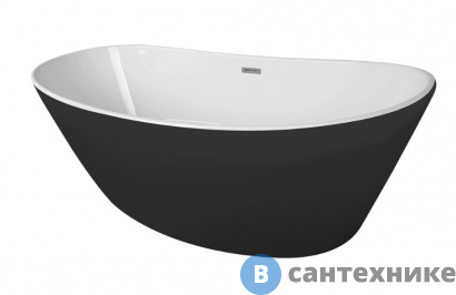 картинка Ванна акриловая AZARIO EASTON белая с чёрными внешними стенками, свободностоящая, с сифоном и металлической рамой 1800x820x600 мм (AZ-1337B)