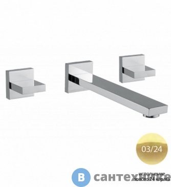 картинка Смеситель Cezares UNIKA-BLI3-03/24 для раковины встраиваемый на три отверстия, золото