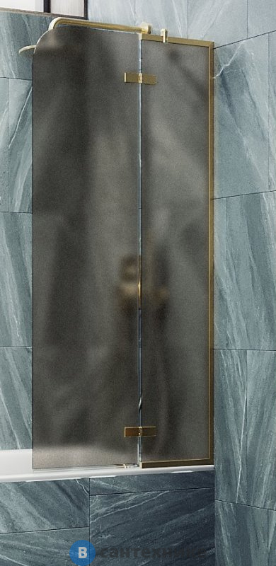 Шторка для ванны поворотная с добором MaybahGlass 1400*990 Стекло 6 мм Бронза матовая (MGV-917-3)