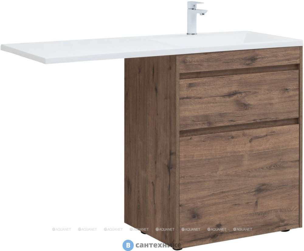 Тумба под раковину Aquanet Токио 68 дуб веллингтон (напольная 2 ящика) (333652)