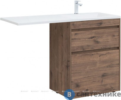 картинка Тумба под раковину Aquanet Токио 68 дуб веллингтон (напольная 2 ящика) (333652)