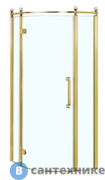 картинка Душевое ограждение AZARIO ONTARIO 900*900*2000 без поддона (распаш дверь) стекло прозрач 8 мм, профиль золото (AZ-NBB2231-L 900 GOLD)