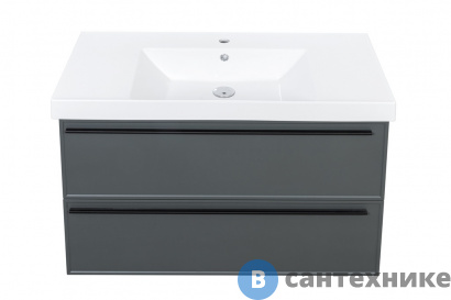 картинка Тумба под раковину La Fenice Elba Twin Grigio 100 см серая матовая (FNC-01-ELB-G-100-2)