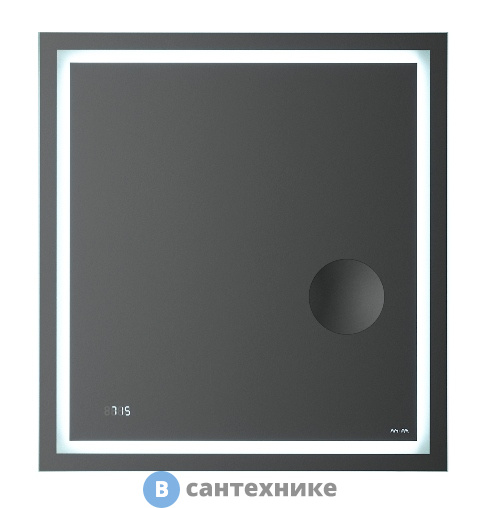 Зеркало AM.PM Gem M91AMOX0653WG с контурной LED-подсветкой, встроенными часами и линзой, 65 см