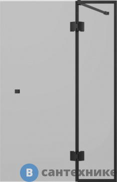 картинка Шторка на ванну STWORKI Орхус распашная, 90, профиль черный матовый, тонированное стекло (583090)