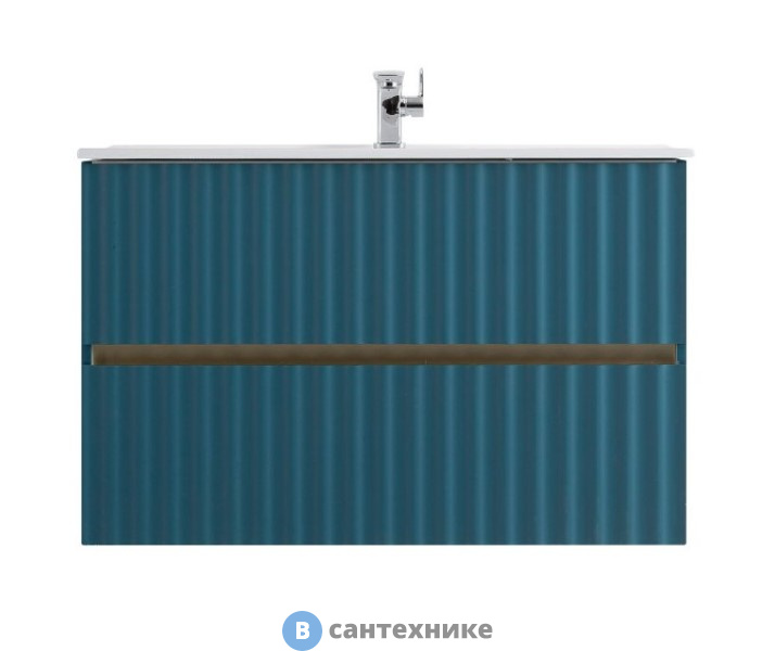 Тумба под раковину Art & MAX ELEGANT AM-ELEGANT-1000-2C-SO-AQ-P подвесная с двумя выкатными ящиками, с LED подсветкой ручек. аквамарин