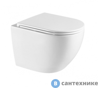 картинка Унитаз подвесной AZARIO Navio AZ-0074 безободковый, с сиденьем дюропласт микролифт 540x365x425