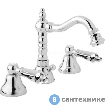 картинка Смеситель Cezares FIRST-BBS2-01-M для биде на три отверстия с донным клапаном, хром, ручки хром