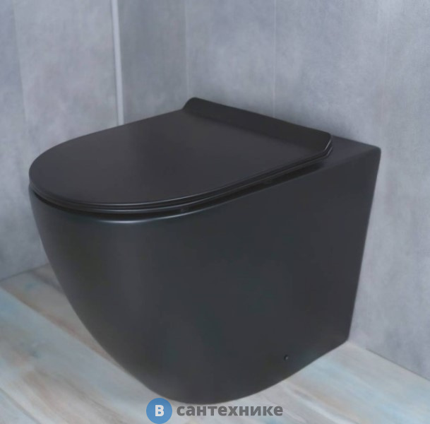 Унитаз приставной GID-ceramic TRS-269BM чёрный матовый (560х365х400)