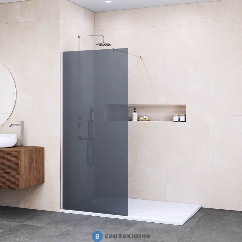 Перегородка для душа RGW WA-010  120*195 хром/ тонированное (серое) (351001012-31)