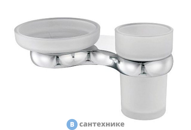 Держатель стакана и мыльницы WasserKRAFT Berkel K-6826 металл, хромоникелевое покрытие, матовое стекло