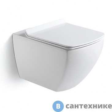 картинка Унитаз Black&White W-726 подвесной Rimless / UF seat cover / Fixing screw (515x360x345)