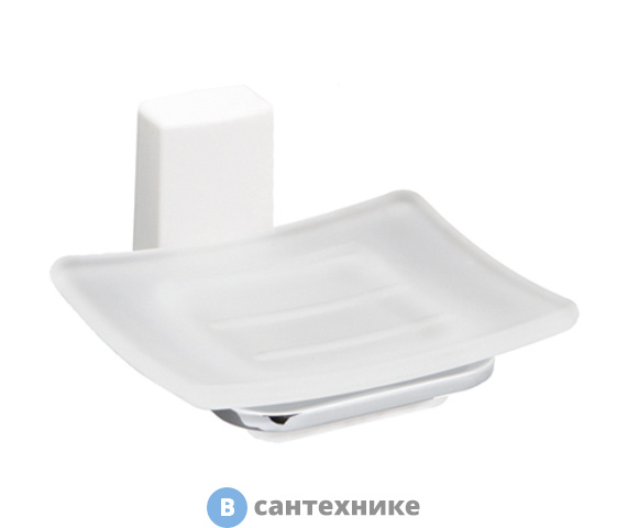 Мыльница WasserKRAFT Leine K-5029 White стеклянная металл, хромоникелевое покрытие, матовое стекло, ABS - пластик