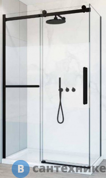 картинка Душевой уголок Vincea Como Soft VSR-1CS8011CLB, 1100*800, черный, стекло прозрачное, без поддона