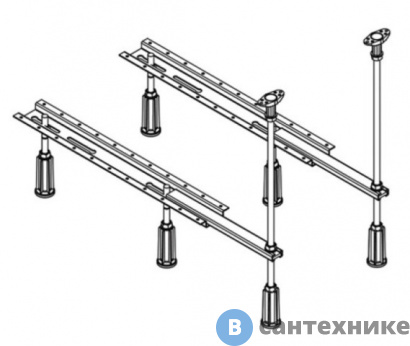 картинка Опорная рама Mauersberger 5301000003 для ванн до 1800*800, регулировка по высоте 125-195 мм, 6 регулируемых по высоте передвижных ножек, 2 уплотнительные планки, с подпорками для краев ванны