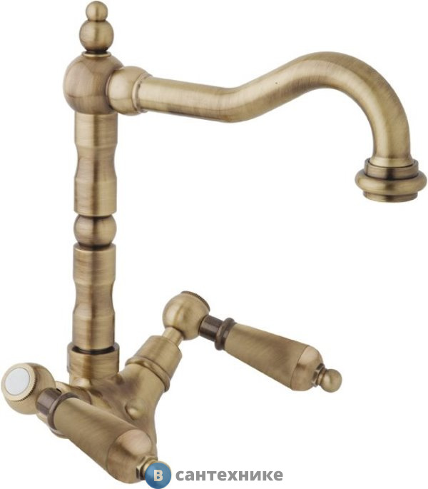 Смеситель Cezares FIRST-LS2-02-M на раковину с донным клапаном, бронза, ручки бронза