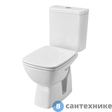 картинка Унитаз-компакт Santek 1.WH30.2.408 НЕО ЛАЙТ двухр. арм, дюроп., косой выпуск, метал.крепл./35х64,6/(белый)