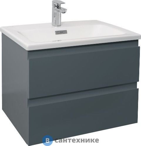 Тумба под раковину Jacob Delafon EB2052-J54 Madeleine 60 см, 2 ящика, серый матовый лак