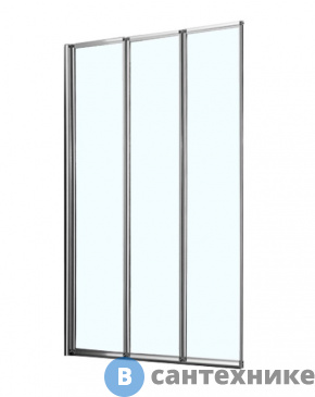 картинка Шторка на ванну AZARIO PRESTON AZ-NFC6433 1000*1500 3-х секционная, стекло прозр.4 мм, профиль хром (AZ-NFC6433 1000)