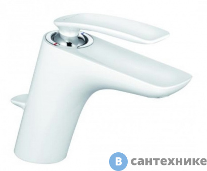 картинка Однорычажный смеситель Kludi BALANCE 520239175 на умывальник, с донным клапаном, белый/хром DN 10