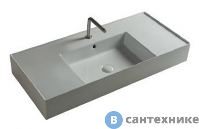 картинка Раковина TECLA TWENTY TW10011 чаша малая в центре, белый глянцевый, 101x46x12,5