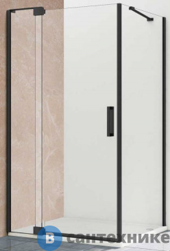 картинка Душевой уголок Vincea Extra VSR-1E901090CLB, 900/1000*900, черный, стекло прозрачное, без поддона