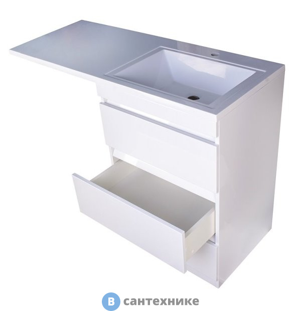 Тумба под раковину Style line Даллас 110 (3 ящ.) Люкс белая, PLUS напольная (2000949237220)