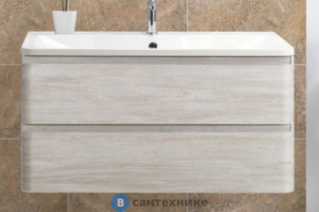 Тумба под раковину BelBagno 100 см ALBANO-1000-2C-SO-RVB подвесная с двумя выкатными ящиками, Rovere Vintage Bianco