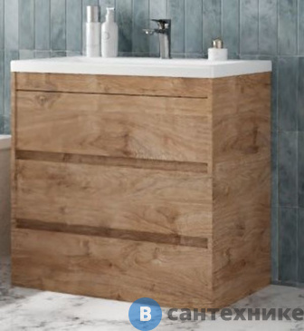 картинка Тумба под раковину Art & MAX FAMILY-M FAMILY-M-750-3C-PIA-HG напольная с тремя выкатными ящиками, Harbor Golden, 750x470x845