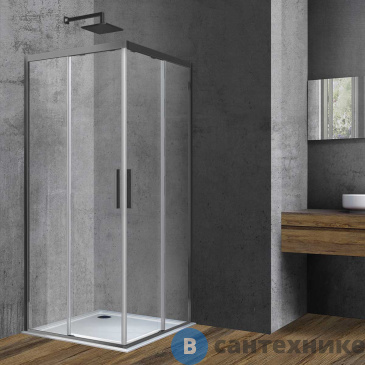 картинка Душевой уголок Vincea Soft VSS-3SO900CLGM, 900*900, вороненая сталь, стекло прозрачное