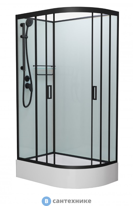 Душевая кабина Frank F412/1L Black левосторонняя средний поддон б/к (без крыши)