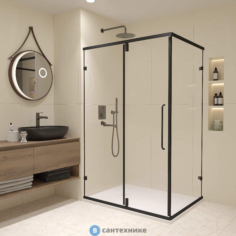 Душевой уголок RGW CL-046B 90* 80*185 Чёрный/ Прозрачное (350904698-14), без поддона