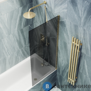 картинка Шторка для ванны в профиле MaybahGlass 1400*700 Стекло 8 мм Графит (MGV-81-3ш)