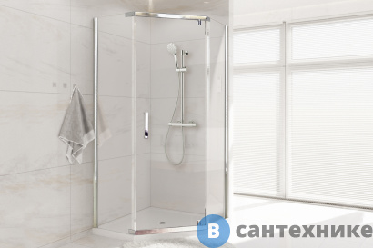 картинка Душевой уголок Royal Bath RB 9085TR-T-CH  85х90х200 (прозрачное) без поддона
